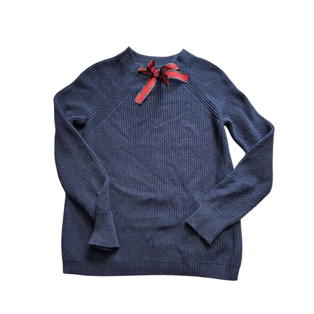 J. Crew Mercantile Tartan Bow Plaid Bow Sweater